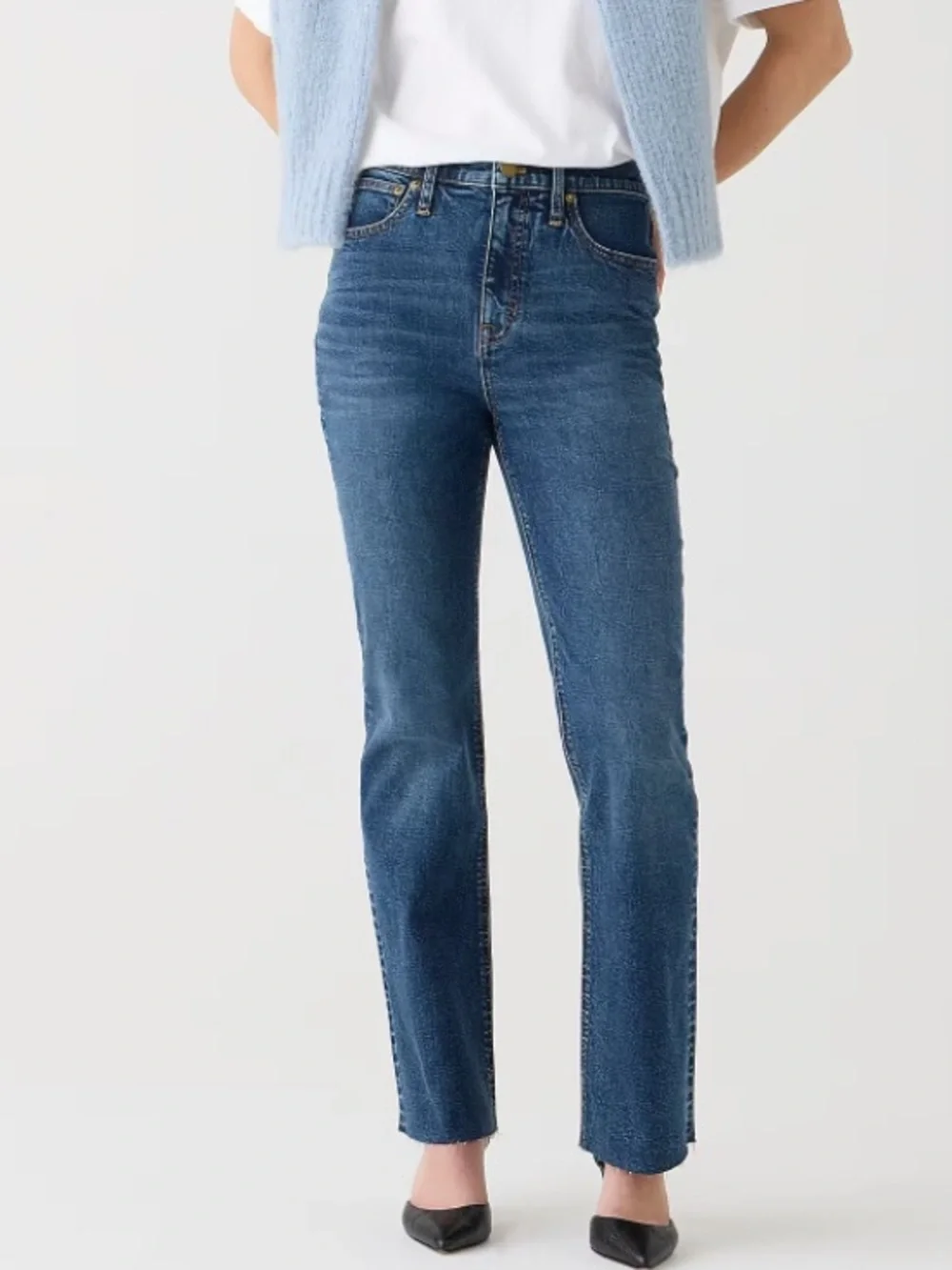 J. Crew Mid-Blue High-Rise Straight Jeans